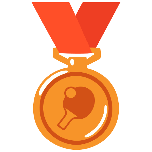 third place medal table tennis paddle and ball