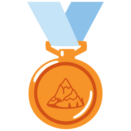 third place medal snow capped mountain