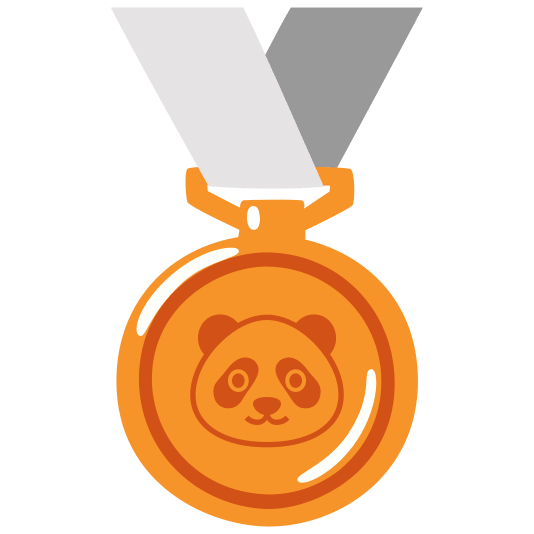 third place medal panda face