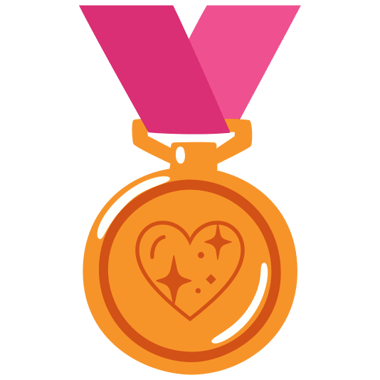 third place medal sparkling heart