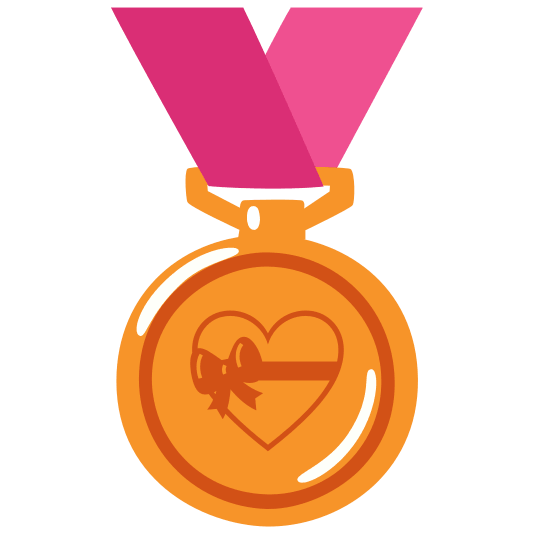 third place medal gift heart