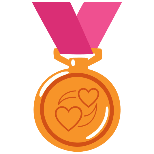 third place medal revolving hearts