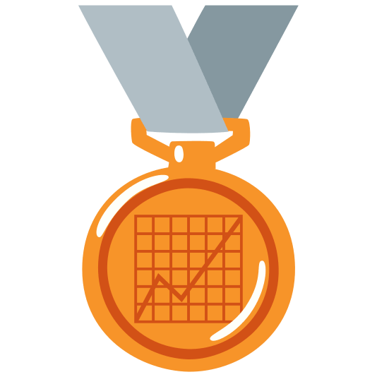 third place medal chart with upwards trend