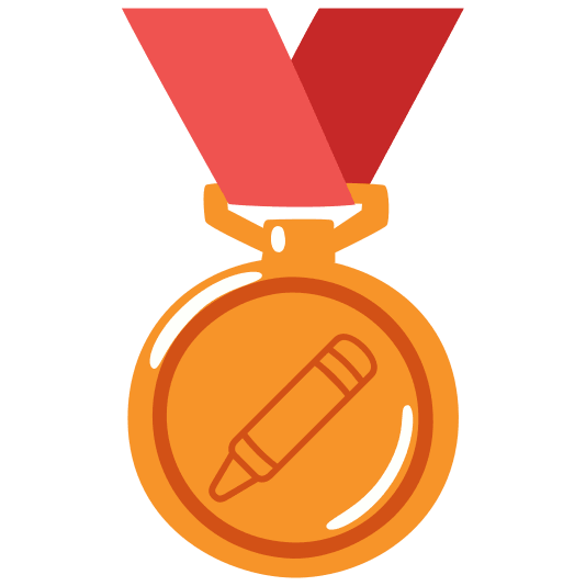 third place medal lower left crayon