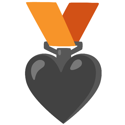 third place medal black heart