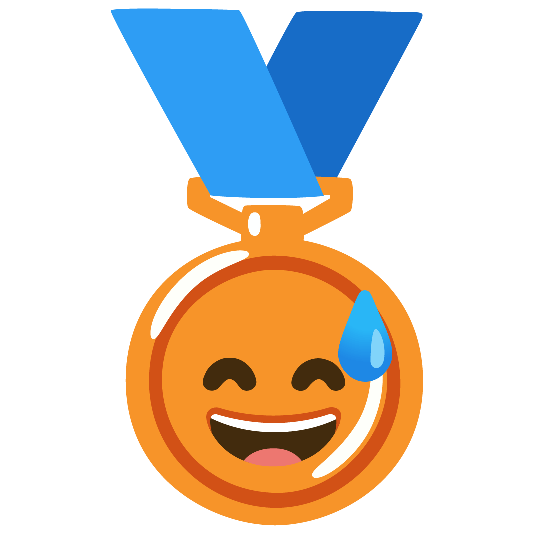 third place medal sweat smile