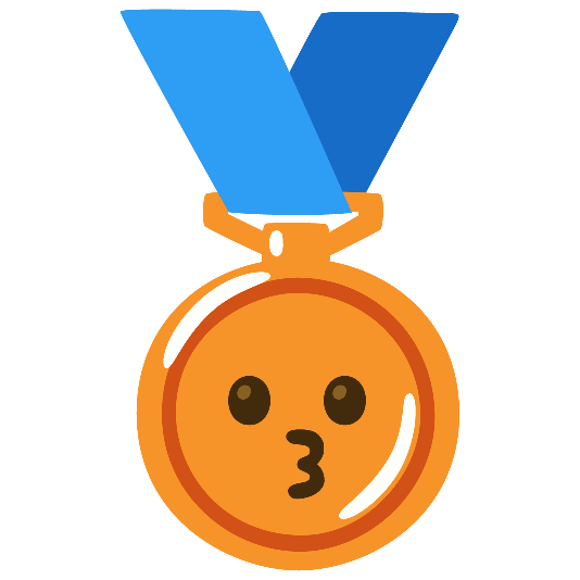 third place medal kissing