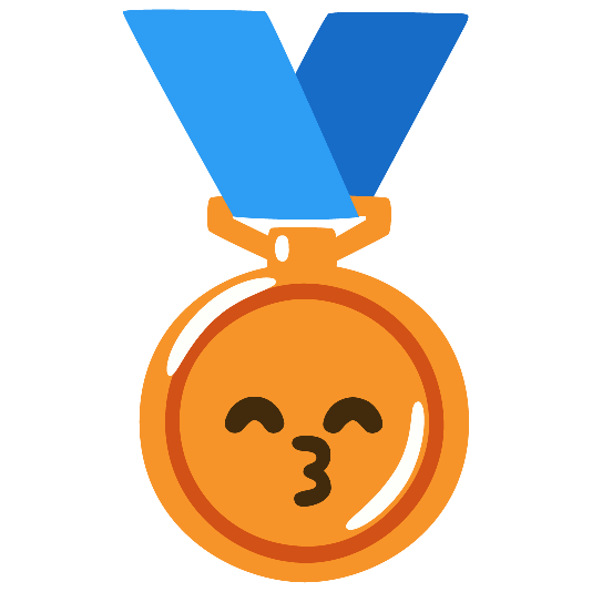 third place medal kissing smiling eyes