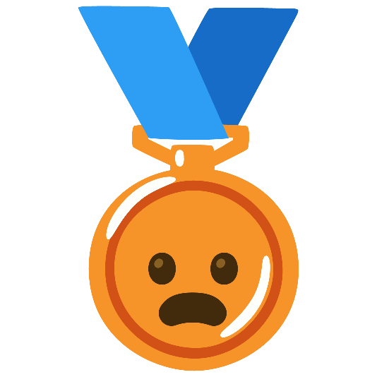 third place medal frowning
