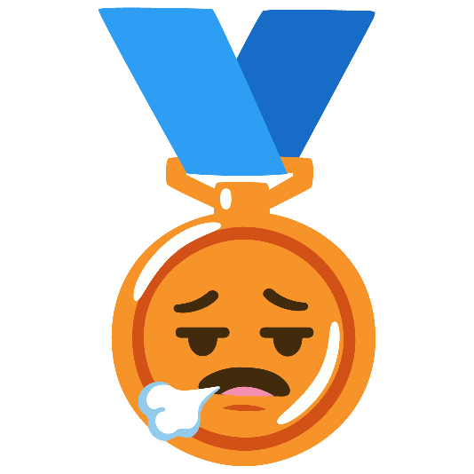 third place medal face exhaling