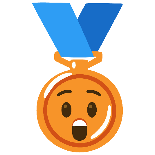 third place medal astonished