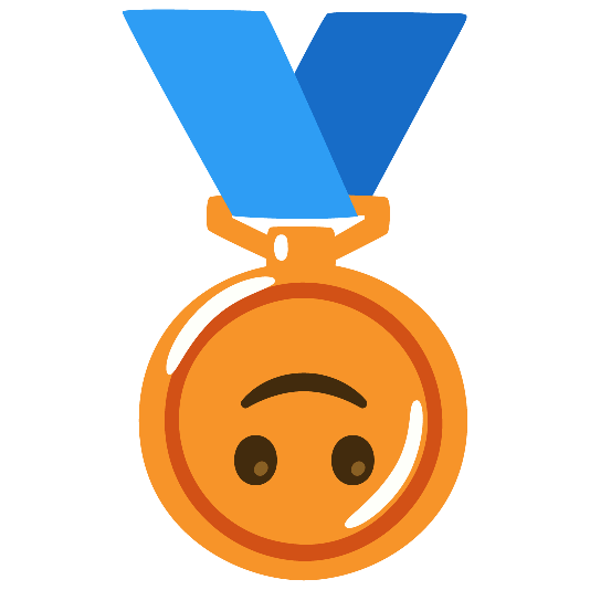 third place medal upside down face