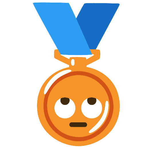 third place medal face with rolling eyes