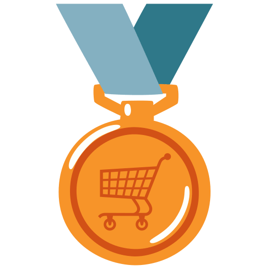 third place medal shopping trolley