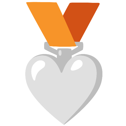 third place medal white heart