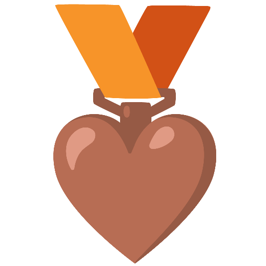 third place medal brown heart
