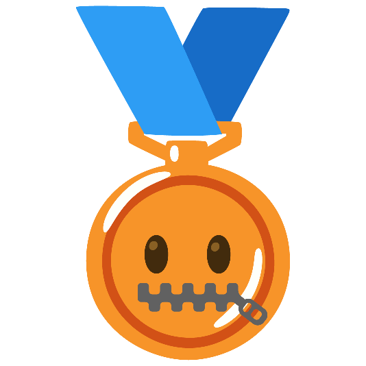 third place medal zipper mouth face