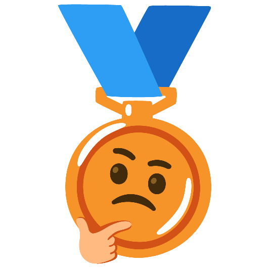 third place medal thinking face