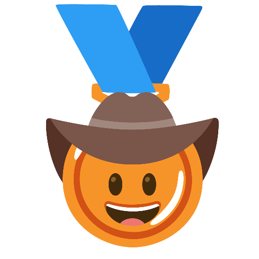 third place medal face with cowboy hat