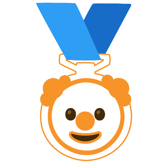 third place medal clown face