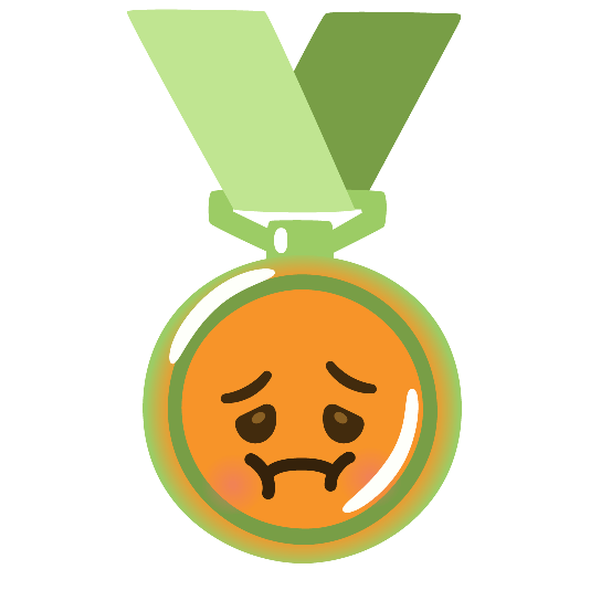 third place medal nauseated face