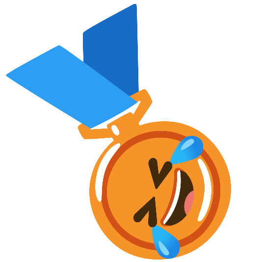 third place medal rolling on the floor laughing