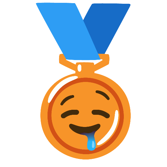 third place medal drooling face