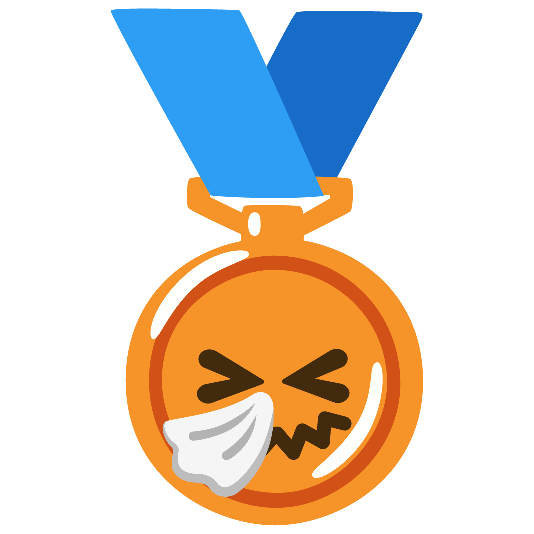 third place medal sneezing face