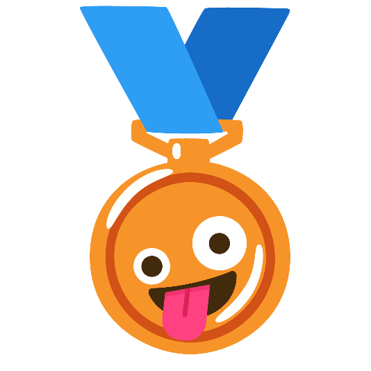 third place medal zany face
