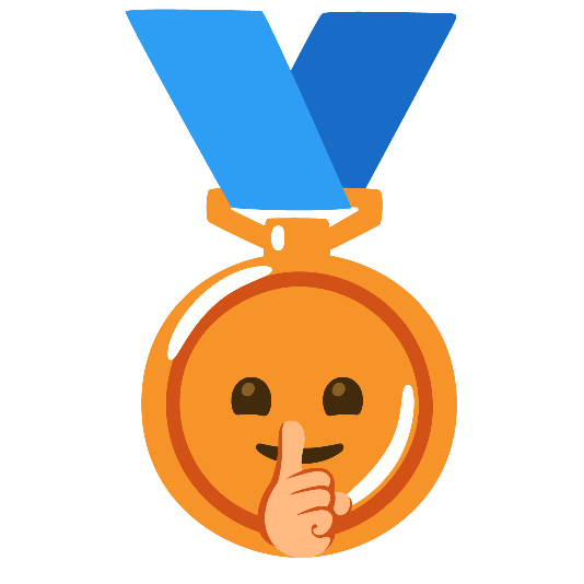 third place medal shushing face