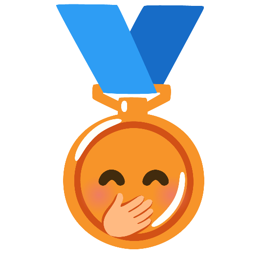 third place medal face with hand over mouth