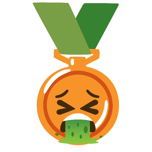 third place medal face vomiting