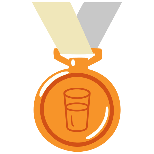 third place medal glass of milk