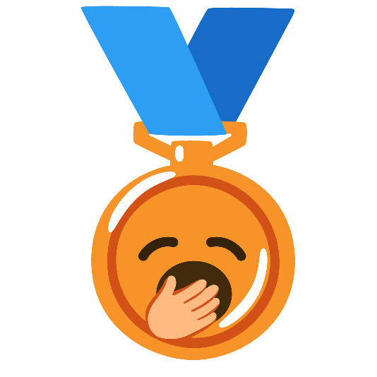third place medal yawning face