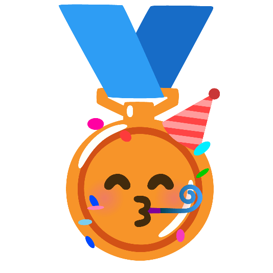 third place medal partying face