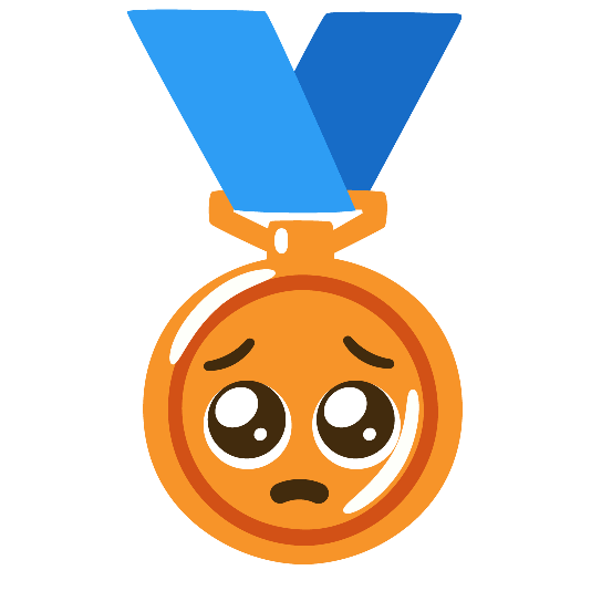 third place medal pleading face