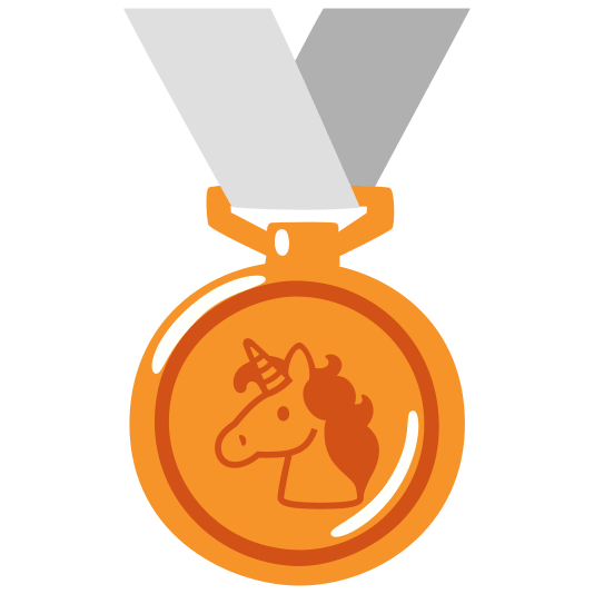 third place medal unicorn face
