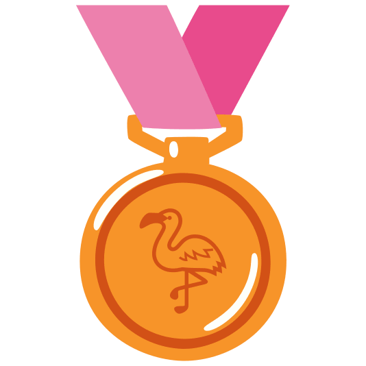 third place medal flamingo