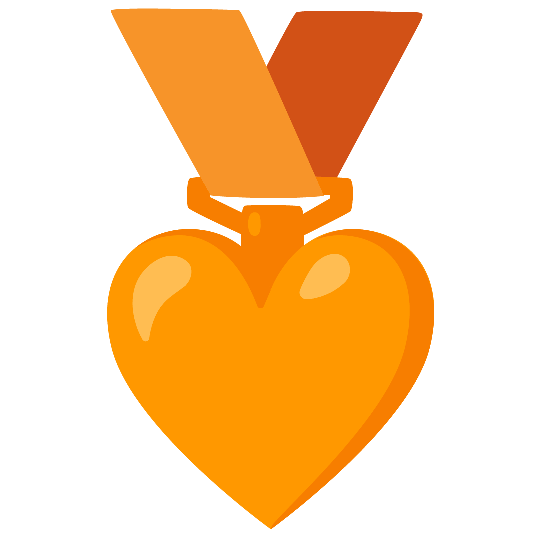 third place medal orange heart