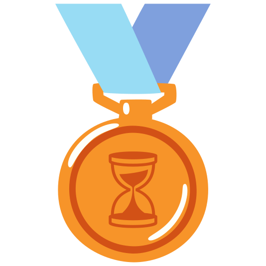 third place medal hourglass flowing sand