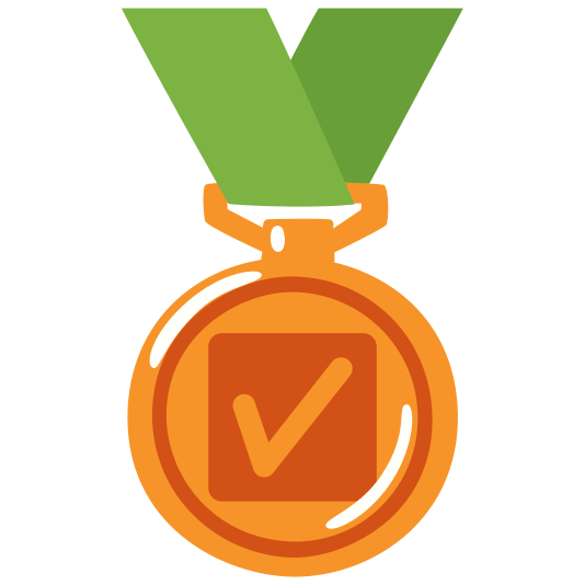 third place medal white check mark