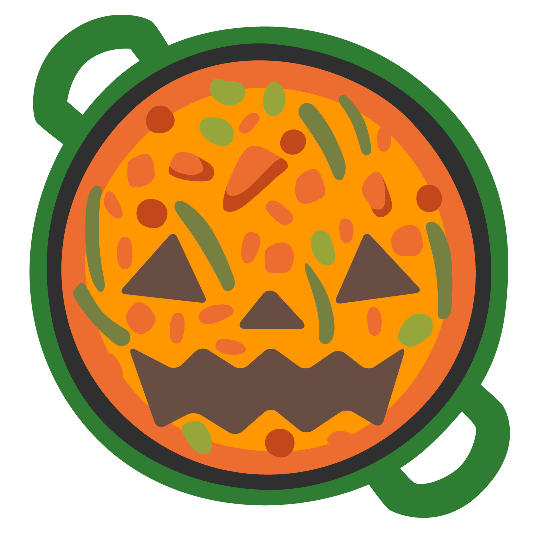 shallow pan of food jack o lantern