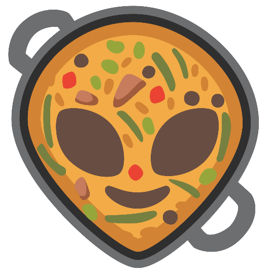 shallow pan of food alien