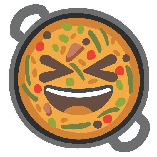 shallow pan of food laughing