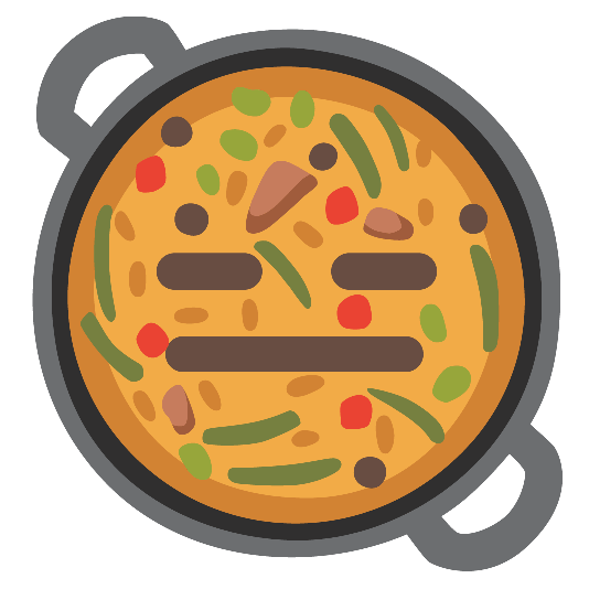 shallow pan of food expressionless