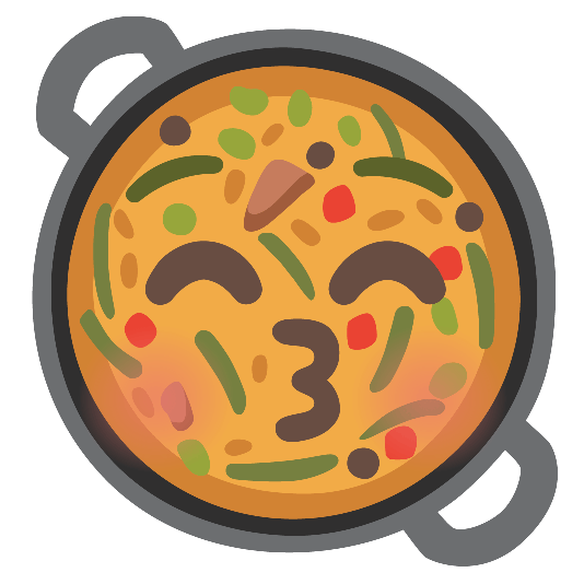 shallow pan of food kissing closed eyes