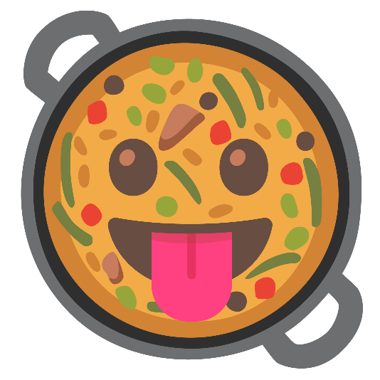 shallow pan of food stuck out tongue