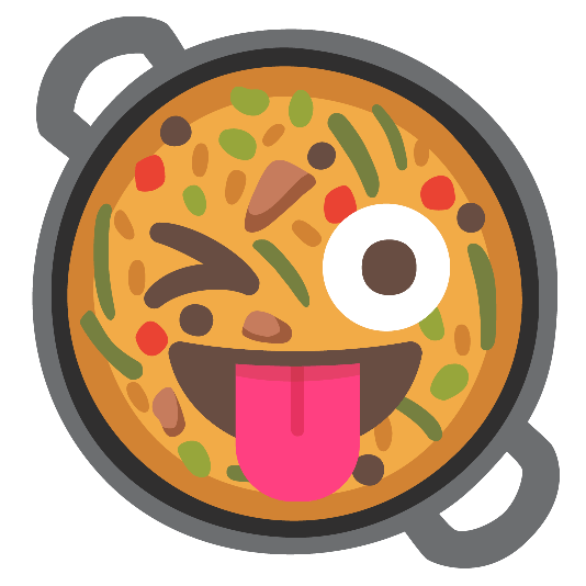 shallow pan of food stuck out tongue winking eye