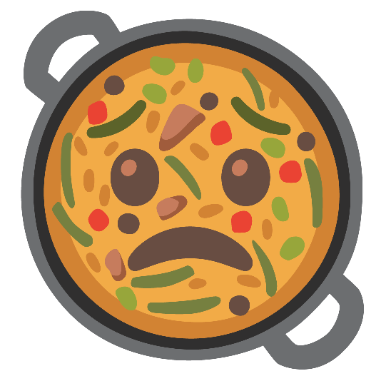 shallow pan of food worried