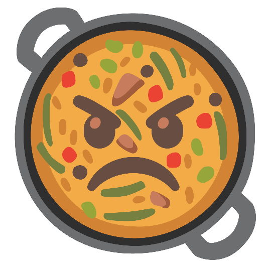 shallow pan of food angry